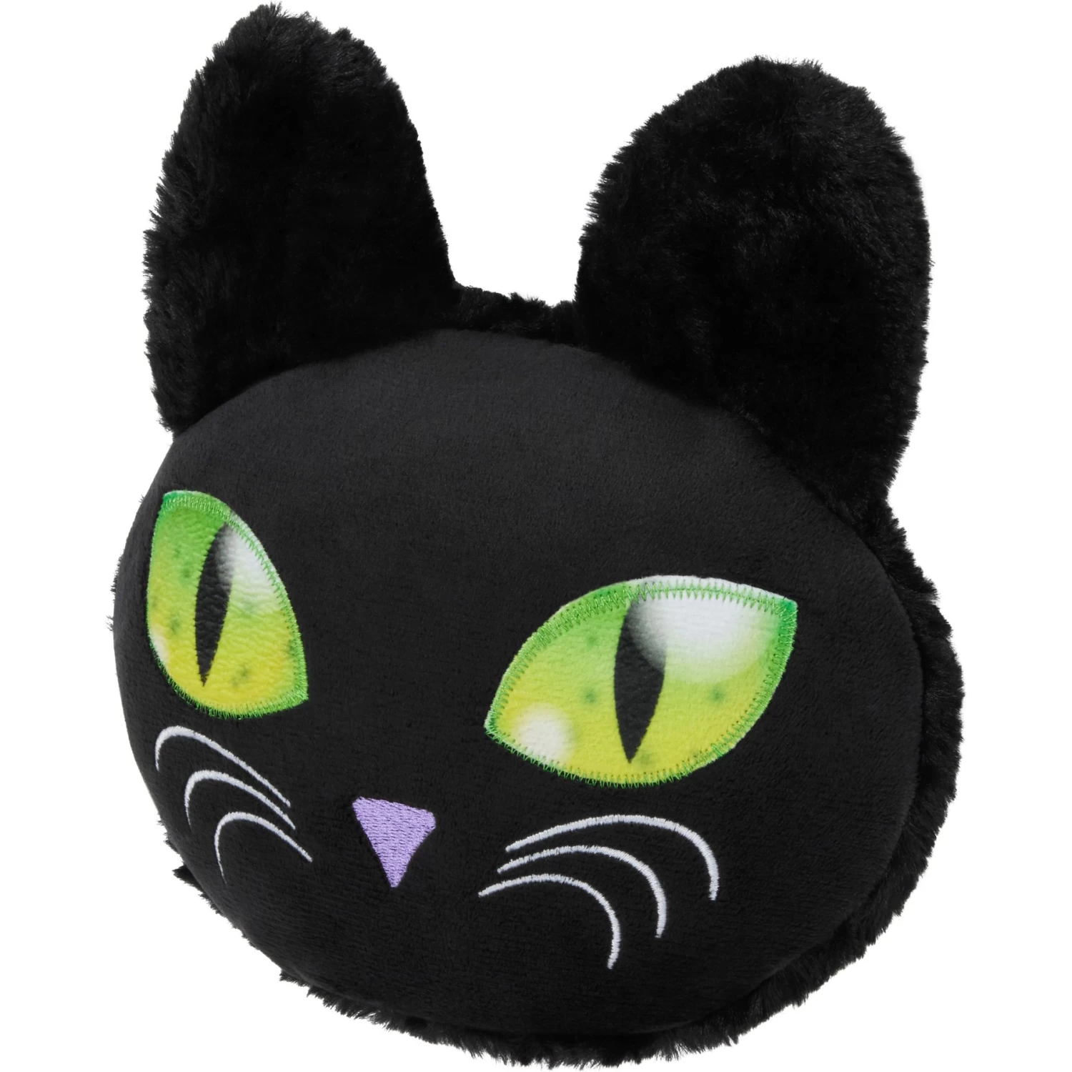 Frisco Halloween Black Cat Round Plush Squeaky Dog Toy 1 Frisco Halloween Black Cat Round Plush Squeaky Dog Toy