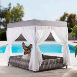 Frisco Outdoor Wicker Canopy Dog Bed
