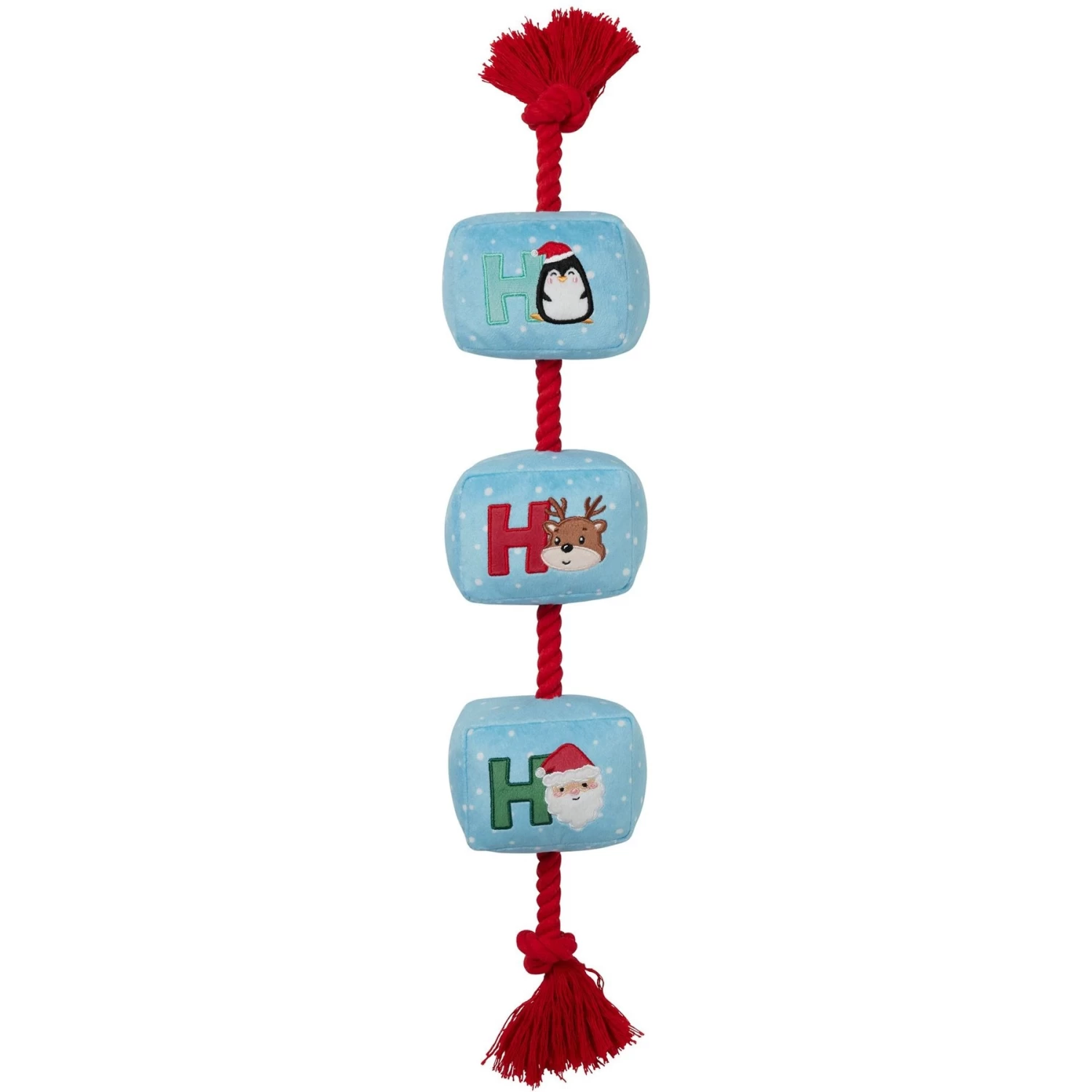 Frisco Holiday Ho Ho Ho Plush With Rope Squeaky Dog Toy 1 Frisco Holiday Ho Ho Ho Plush With Rope Squeaky Dog Toy