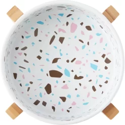 Frisco Elevated Terrazzo Non-skid Ceramic Bowl With Bamboo Stand -Frisco 363375 PT4. AC SS1800 V1657657266