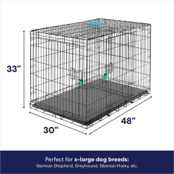 Frisco Heavy Duty Enhanced Lock Double Door Fold & Carry Wire Dog Crate & Mat Kit & MidWest Quiet Time Fleece Dog Crate Mat -Frisco 947398 PT2. AC SS1800 V1693602742