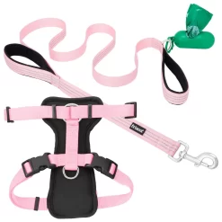 Frisco Padded Nylon No Pull Dog Harness & Frisco Traffic Leash With Padded Handles & Poop Bag Dispenser